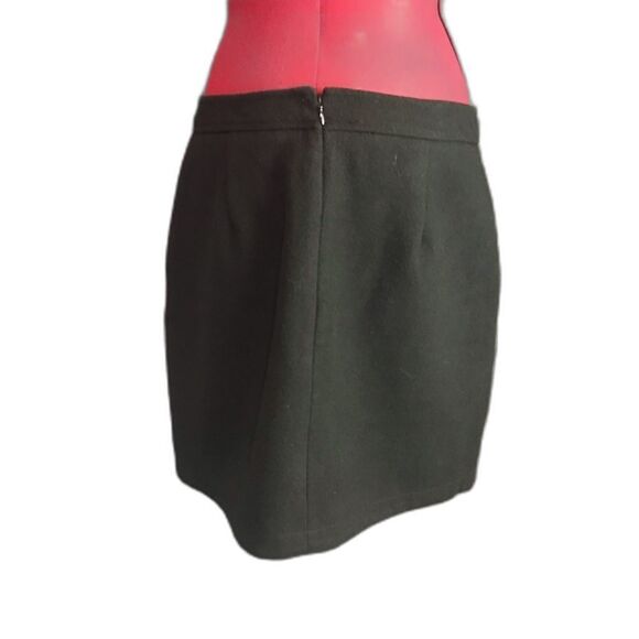 LOFT Mini-Skirt Women's Size 10 Black A-Line Wool Gold Button Pockets NWT - Picture 5 of 9